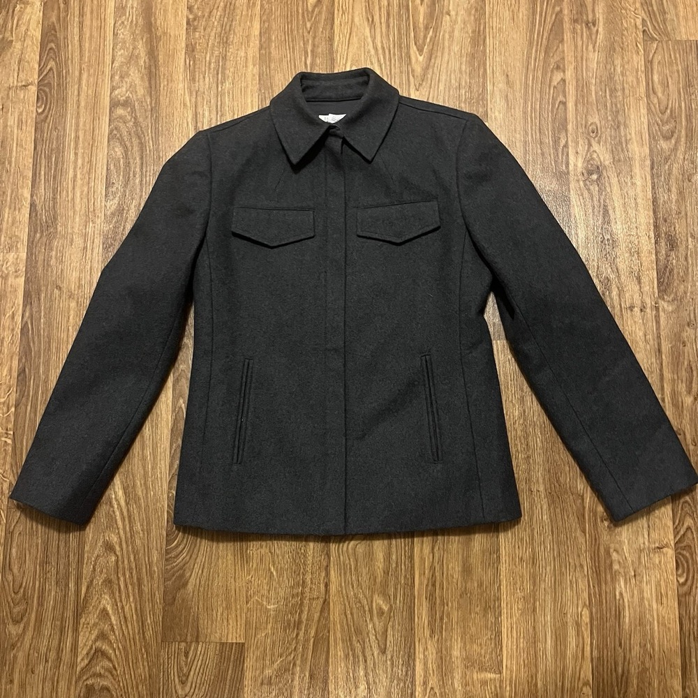 Vintage J. Crew Wool Jacket Men XS Smoke Grey Full‎ Zip Up Classic Pockets